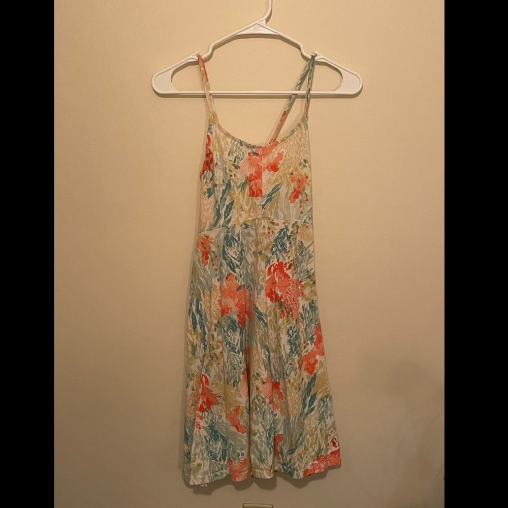 Floral flowey spaghetti strap cross back mini dress